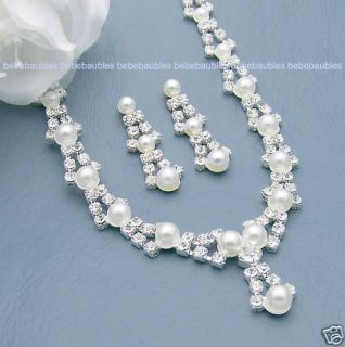 Bridal Wedding Bridesmaid Jewelry Pearl Necklace Set