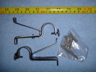 Two Adjustable Metal Curtain Rod Brackets Silver
