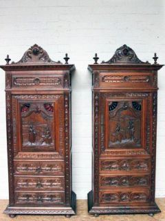 French Breton Cabinets Matching Pair 19th Century in Oak