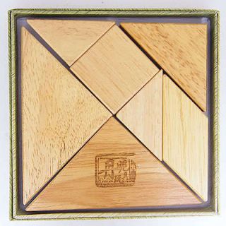 Tangram 7 Piece Square Solid Wood Brain Teaser Puzzle