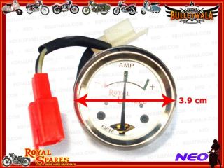 Brand New Box Royal Enfield White Face 8 Ampere Ammeter