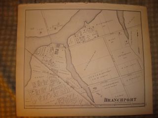 Branchport Long Branch New Jersey Antique Handcolor Map