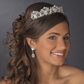 Royal Bridal Tiara Silver Sparkling Rhinestone Tiara Crown