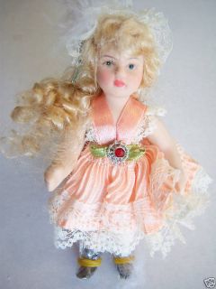 Collectible Porcelain Bridesmaid Doll Peach Dress