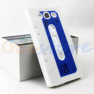 White Cassette Tape Silicone Rubber Case for Samsung Galaxy S3 s III 3 