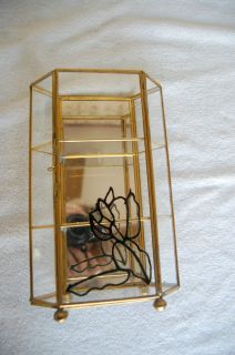 Brass & Glass Mirror Back Collectibles Display Cabinet/ Case 