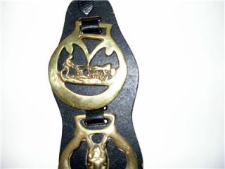Vintage 4 Horse Brass with Black Strap England English