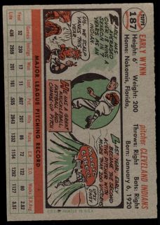 1956 Topps # 187 Early Wynn   Deans Cards 5 EX   B56T 00 3508