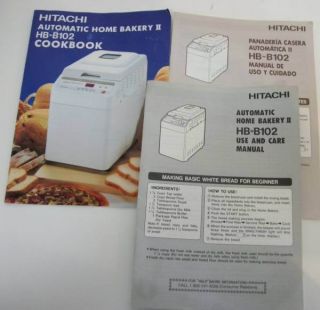 Hitachi Bread Machine Manual Cookbook B102 HB B102