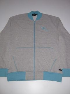 Track Jacket Zip Up Grey Aqua Stitched Rocawear Sweater LS Longsleeve 