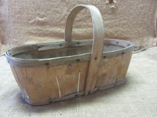 Vintage Weaved Bread Basket Antique Berry Picnic Flower Box Boxes 