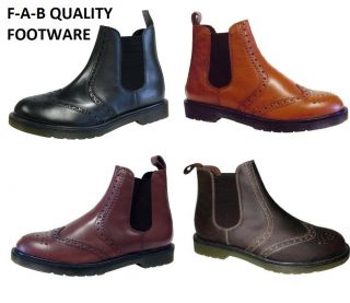 Mens Leather Dealer Chelsea Brogue Style Design Boots Oaktrak FAB75 