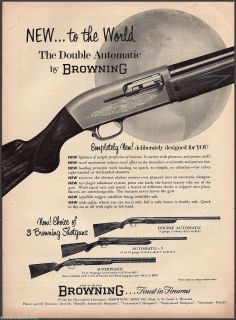 1955 Browning Automatic Double Superposed Shotgun Vintage Firearms Ad 