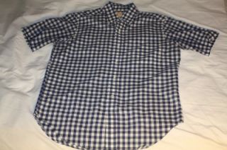 Very Old 60s Brooks Brothers Blue Check Camp Short Sleeve Shirt Mens 