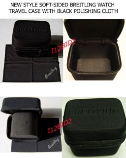 this is a soft sided black breitling case that will hold a strap