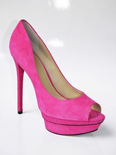 BRIAN ATWOOD Pink Suede Sparkle Platform Heel Pump Shoe 9 5 NIB