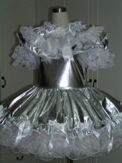 bbt adult sissy french maid dress sliver taffeta from hong