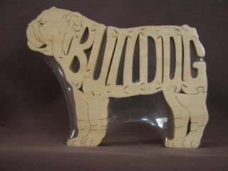English Bulldog Bull Dog Wood Amish Made Scroll Saw Toy Puzzle
