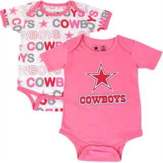 Dallas Cowboys Cutie Patootie Pink 2pk Onesie Set Baby Clothes Infant 