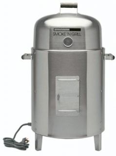 New Brinkmann Stainless Steel Electric Smoker Grill w Cover Basket 