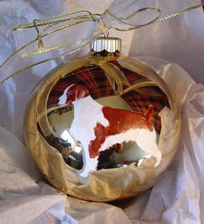 Brittany Spaniel Dog Christmas Ornament Handpainted