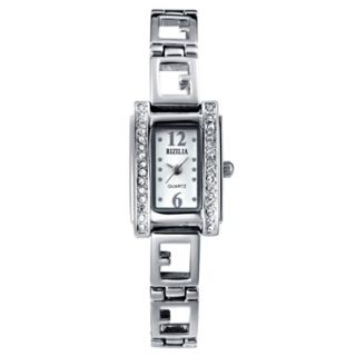 Fashion Personality White Topaz Bangle Clock Quartz Wrist Watch 