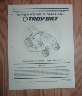  Automatic Transmission Super Bronco Lawn Tractor Owners Manual