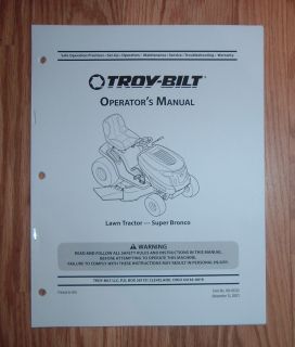 Troy Bilt Super Bronco Lawn Tractor Owners Manual
