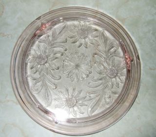 Pink Depression Sunflower Cake Plate by Jeanette Tamoms