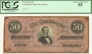 1864 $50 Confederate Civil War Currency Deep Red Tint PCGS Choice abt 