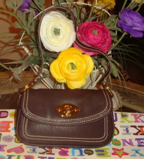 Lovely Chaps Brown PEBBLED Leather Clutch Handbag Purse