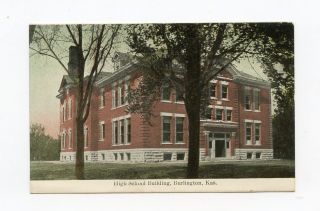 Burlington KS High School Building 1900s Col Postcard