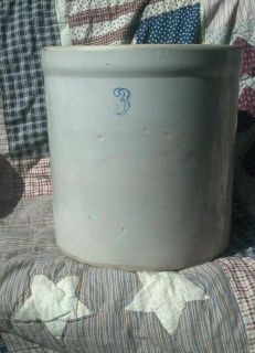 antique vintage stoneware pottery three gallon crock 3 time left
