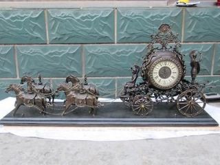 39 pure bronze sculpture carvings four horse horse drawn carts clock