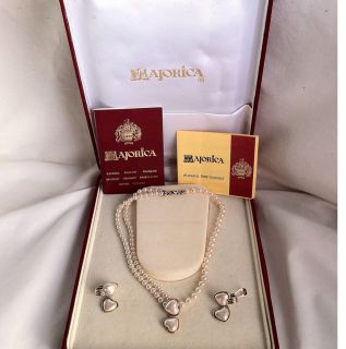 Vintage Majorica Pearls Necklace Earrings Vermeil 14ct Gold Pt 