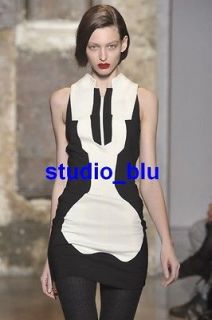 antonio berardi black white wool print dress 40 4