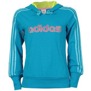 ADIDAS ESSENTIALS LADIES WOMENS HOODED SWEATER SIZE 8 10 12 14 16 BLUE 