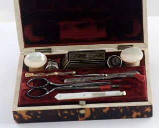 Faux Tortoiseshell” Sewing Set – Loaded with Original Tools 