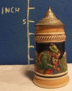 Vintage German Miniature Lidded Beer Stein Tin Top Germany #1