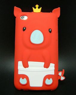   Red Pig Piggie Silicone Skin Rubber Cover Case iPod Touch 4th GEN