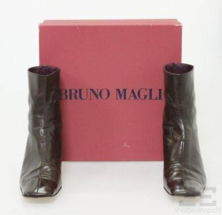 Bruno Magli Brown Leather Ankle Heel Boots Size 8 5
