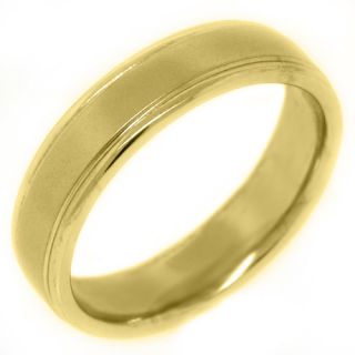   Band Engagement Ring 14kt Yellow Gold Brushed Sand Finish 5mm