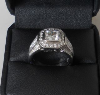 Simon G 18kt white gold Princess Cut Bezel Set Engagement Ring 