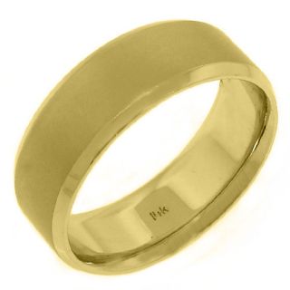   Band Engagement Ring 14kt Yellow Gold Brushed Sand Finish 8mm