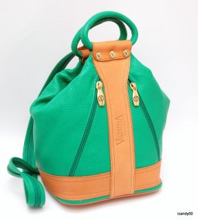 New Valentina Italian Leather Bucket Bag Handbag Green
