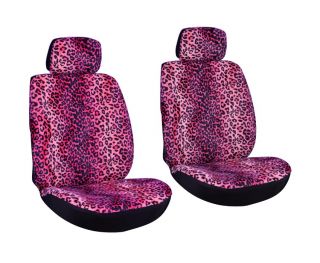   Leopard Animal Print Pink Low Back Front Bucket Car Seat Cover Set