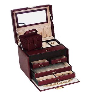 Budd Leather Large 4 Drawer Jewel Box w Travel Box