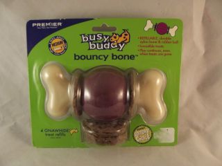 Busy Buddy Choice Bristle Bone Bouncy Bone Gnawhide Rings Treat 