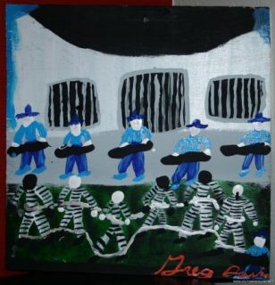Greg Gregory Davis Folk Art Painting Chain Gang