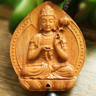 Mahasthamaprapta Buddha Wood Carving Figurine Statue Handwork Car 